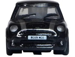 Mini Cooper S RHD (Right Hand Drive) Midnight Black with Silver Stripes 1/148 (N) Scale Diecast Model Car by Oxford Diecast