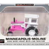 Minneapolis Moline G840 Wide Front Tractor with Cab Hot Pink and White 1/64 Diecast Model by SpecCast