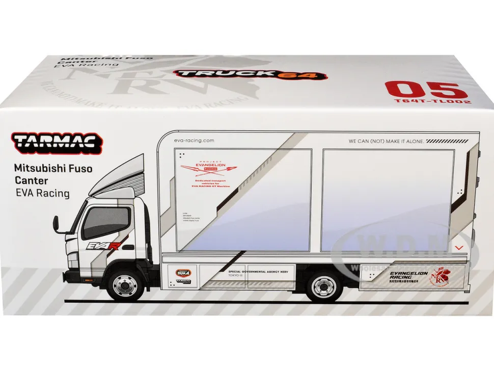 Mitsubishi Fuso Canter Mobile Display Truck RHD (Right Hand Drive) "EVA Racing" White with Graphics "Truck64" Series 1/64 Diecast Model Car by Tarmac Works