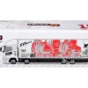 Mitsubishi Fuso Super Great Truck with Transporter "EVA Racing" White with Graphics "Truck64" Series 1/64 Diecast Model Car by Tarmac Works
