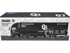 Mitsubishi Fuso Super Great Truck RHD (Right Hand Drive) with Transporter "Liberty Walk" Black "Truck64" Series 1/64 Diecast Model Car by Tarmac Works