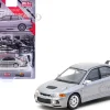 Mitsubishi Lancer Evolution IV Silver Metallic with Tarmac Cards "Global64" Series 1/64 Diecast Model by Tarmac Works