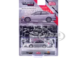 Mitsubishi Lancer Evolution IV Silver Metallic with Tarmac Cards 