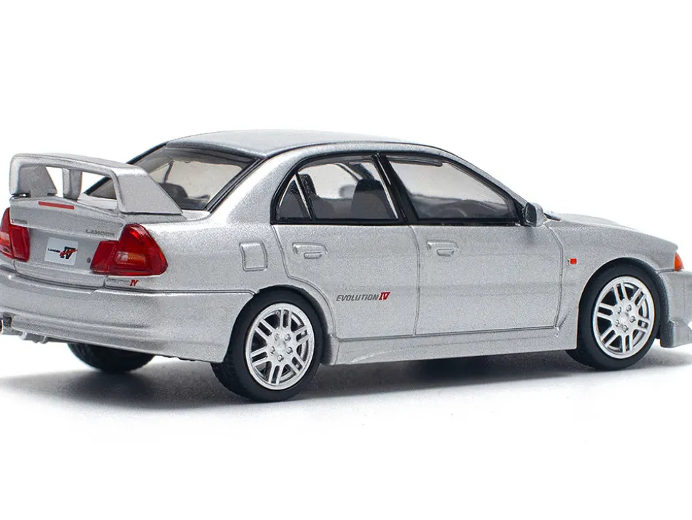 Mitsubishi Lancer Evolution IV RHD (Right Hand Drive) Steel Silver Metallic 1/64 Diecast Model Car by Pop Race