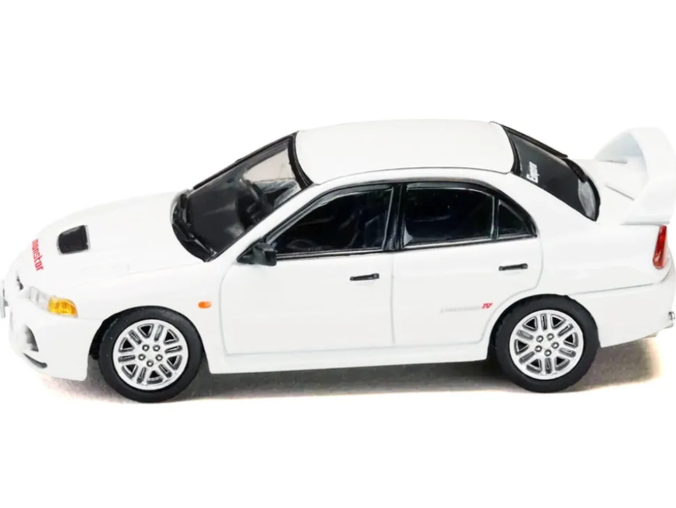 Mitsubishi Lancer RS Evolution IV RHD (Right Hand Drive) "MonStar" White "Initial D" (1995-2013) Manga "Diorama Set Series" 1/64 Diecast Model Car by Hobby Japan