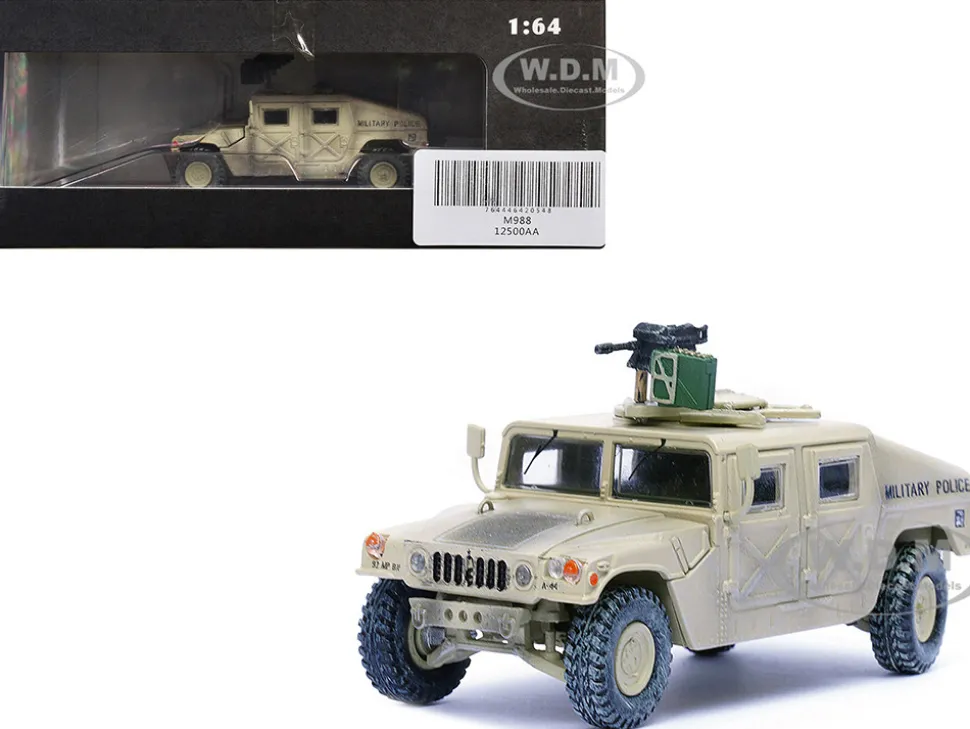 M988 Modern 4×4 Utility Vehicle with Grenade Launcher Desert Sand "Military Police, 4th Traffic Platoon, A company, 92nd MP Battalion 89th MP Brigade Ad Daman Saudi Arabia Gulf War" (1990) "Military Miniature" Series 1/64 Diecast Model by Panzerkampf