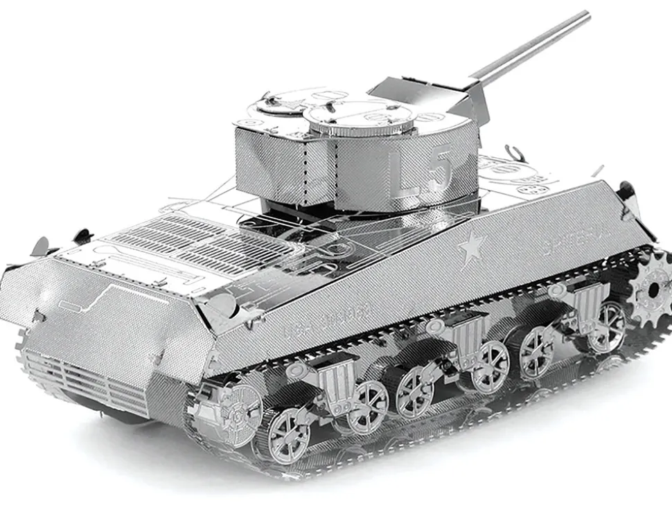 Model Kit American Sherman Tank (Moderate Difficulty) Steel Model by Metal Earth