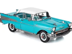 Model Kit 1957 Chevrolet Bel Air Turquoise with White Top (Challenging Difficulty) Steel Model by Metal Earth