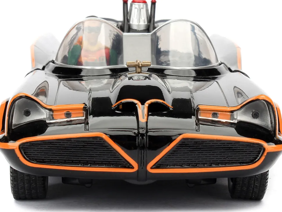 Model Kit Classic Batmobile Black Batman Diecast Figure Batman 1966-1968 TV Series Build N' Collect 1/24 Diecast Model Car Jada 30873