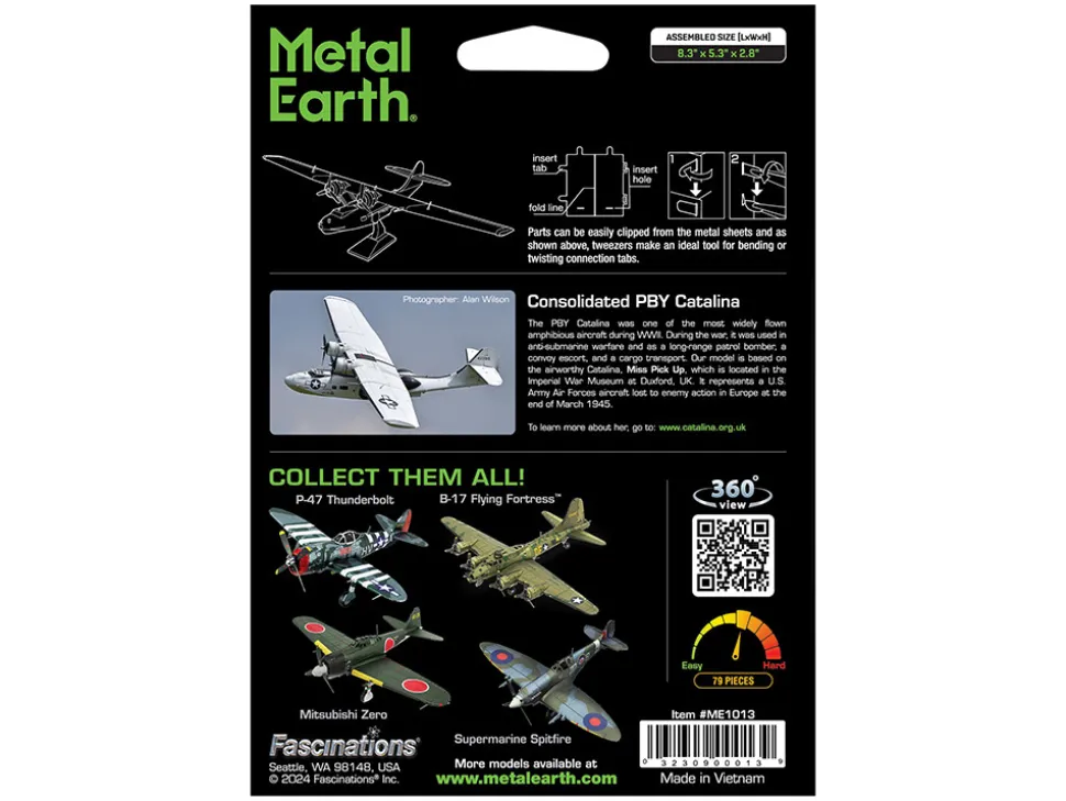 Model Kit Consolidated PBY Catalina Amphibious Aircraft "Miss Pick Up" United States Army Air Forces (Moderate Difficulty) Steel Model by Metal Earth