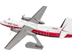 Model Kit Fairchild F-27 Commercial Aircraft "Pacific Alaska" White with Red Stripes (Moderate Difficulty) Steel Model by Metal Earth