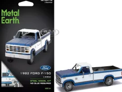 Model Kit 1982 Ford F-150 Pickup Truck Blue and White (Moderate Difficulty) Steel Model by Metal Earth