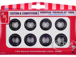 Model Kit "Goodyear Polyglas GT" Tires Set of 8 Pieces for 1/25 Scale Models by AMT