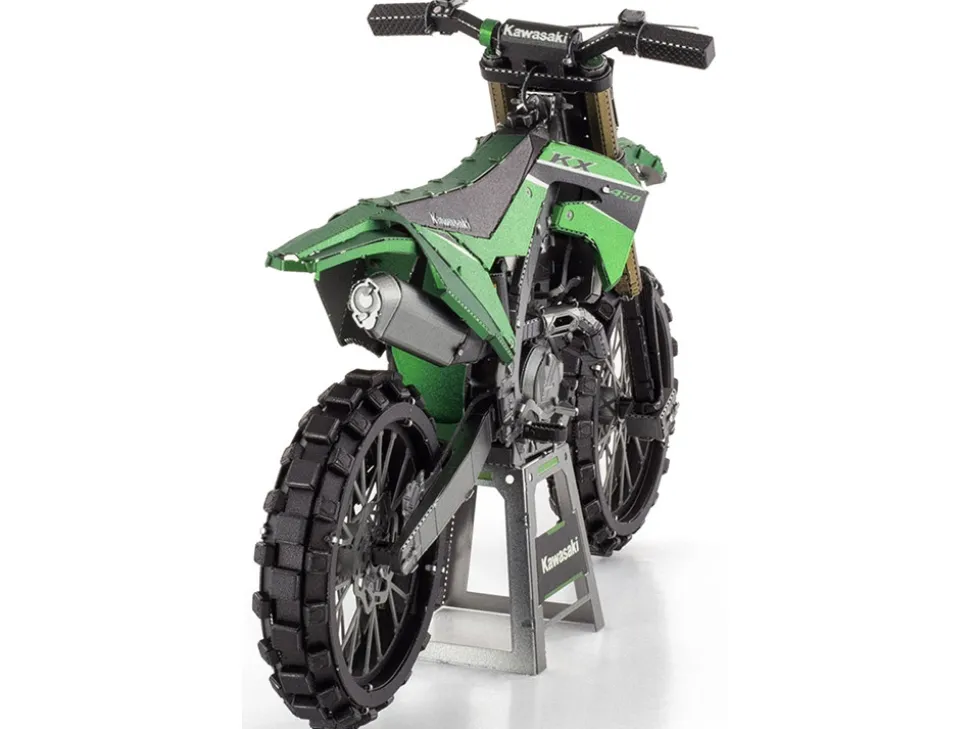Model Kit Kawasaki KX450 Off-Road Motorcycle Green (Challenging Difficulty) Steel Model by Metal Earth