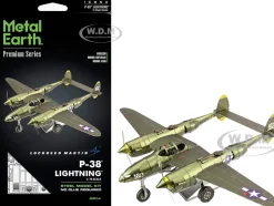 Model Kit Lockheed Martin P-38 Lightning Fighter Aircraft "#162" United States Army Air Forces (Challenging Difficulty) Model by Metal Earth