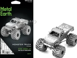 Model Kit Monster Truck with Flame Graphics (Moderate Difficulty) Steel Model by Metal Earth