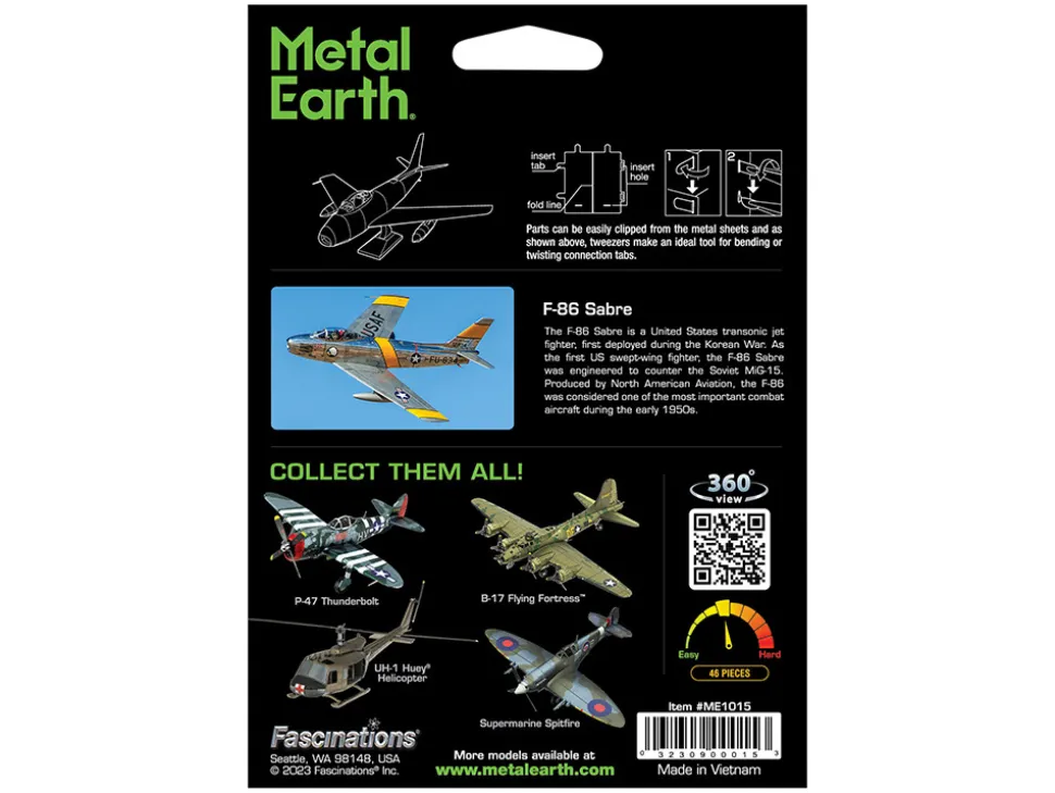 Model Kit North American F-86 Sabre Fighter Aircraft "Jolley Roger" United States Air Force (Moderate Difficulty) Steel Model by Metal Earth