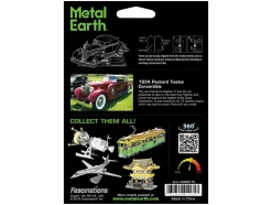 Model Kit 1934 Packard Twelve Convertible Red with Tan Soft Top (Moderate Difficulty) Steel Model by Metal Earth