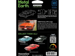Model Kit 1969 Pontiac GTO Judge Orange with Black Stripes (Moderate Difficulty) Steel Model by Metal Earth