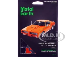 Model Kit 1969 Pontiac GTO Judge Orange with Black Stripes (Moderate Difficulty) Steel Model by Metal Earth