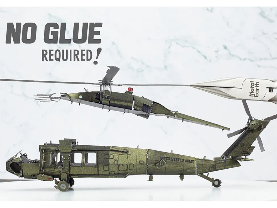 Model Kit Sikorsky Black Hawk Helicopter "United States Army" (Moderate Difficulty) Steel Model by Metal Earth