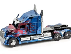 Model Kit Western Star 5700 Truck "Optimus Prime" Blue with Red Flames "Transformers: The Last Knight" (2017) Movie (Moderate Difficulty) Steel Model by Metal Earth