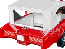 Monkeemobile Red with White Top and Interior The Monkees with Four Monkees Figure Cutouts Silver Screen Machines Series 1/18 Diecast Model Car Auto World AWSS144