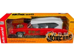 Monkeemobile Red with White Top and Interior The Monkees with Four Monkees Figure Cutouts Silver Screen Machines Series 1/18 Diecast Model Car Auto World AWSS144