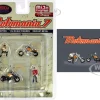 Motomania 7 4 piece Diecast Figure Set 2 Figures 2 Motorcycles Limited Edition to 4800 pieces Worldwide for 1/64 Scale Models American Diorama AD-76520MJ