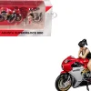 MV Agusta Superveloce 800 Motorcycle Red and Silver with Figure 1/64 Diecast Model by CM Model