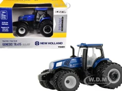 New Holland Genesis T8.415 Tractor with Dual Wheels Blue "Prestige Collection" 1/64 Diecast Model by ERTL TOMY