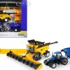 New Holland T8.410 Genesis Tractor Blue J&M Grain Car New Holland CR8.90 Combine Yellow Set 3 pieces New Holland Agriculture Series 1/64 Diecast Models ERTL TOMY 13996