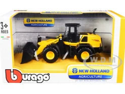 New Holland W170D Wheel Loader Yellow Black New Holland Agriculture Series 1/50 Diecast Model Bburago 32083