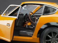 1970 Nissan Fairlady Z (S30) RHD (Right Hand Drive) Orange with Carbon Hood "Asian Collectibles" Series 1/18 Diecast Model Car by Sun Star