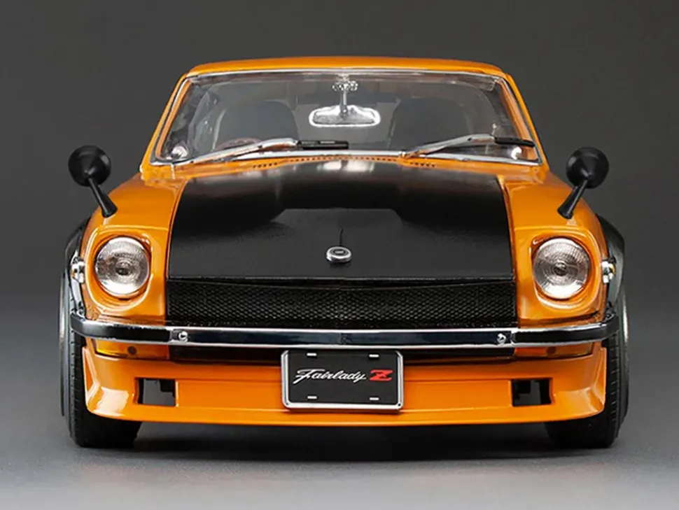 1970 Nissan Fairlady Z (S30) RHD (Right Hand Drive) Orange with Carbon Hood "Asian Collectibles" Series 1/18 Diecast Model Car by Sun Star