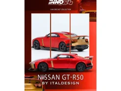 Nissan GT-R50 By ItalDesign Red Metallic with Gold Accents 1/64 Diecast Model Car by Inno Models