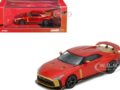 Nissan GT-R50 By ItalDesign Red Metallic with Gold Accents 1/64 Diecast Model Car by Inno Models