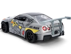 2009 Nissan GT-R (R35) Ben Sopra Brushed Metal with Black Top and Graphics and Mechagodzilla Diecast Figure