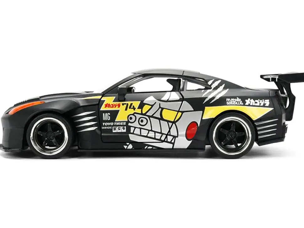 2009 Nissan GT-R (R35) Ben Sopra Matt Black with "Mechagodzilla" Graphics "Hollywood Rides" Series 1/24 Diecast Model Car by Jada