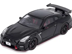Nissan GT-R (R35) Nismo RHD (Right Hand Drive) Nismo Black with Carbon Hood and Top 1/64 Diecast Model Car by Inno Models