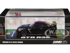 Nissan GT-R (R35) Nismo RHD (Right Hand Drive) Nismo Black with Carbon Hood and Top 1/64 Diecast Model Car by Inno Models