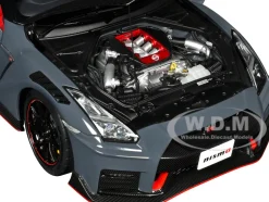 2022 Nissan GT-R (R35) Nismo Special Edition RHD (Right Hand Drive) Nismo Stealth Gray with Carbon Hood and Top 1/18 Model Car by Autoart