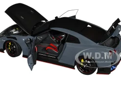 2022 Nissan GT-R (R35) Nismo Special Edition RHD (Right Hand Drive) Nismo Stealth Gray with Carbon Hood and Top 1/18 Model Car by Autoart