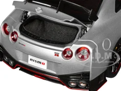 2022 Nissan GT-R (R35) Nismo Special Edition RHD (Right Hand Drive) Ultimate Metal Silver with Carbon Hood and Top 1/18 Model Car by Autoart