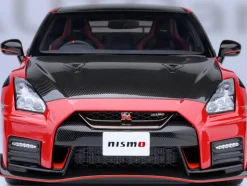 2022 Nissan GT-R (R35) Nismo Special Edition RHD (Right Hand Drive) Vibrant Red with Carbon Hood and Top 1/18 Model Car by Autoart