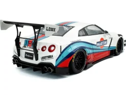 2024 Nissan GT-R (R35) RHD (Right Hand Drive) with Liberty Walk 2.0 Body Kit "Martini Racing" White with Stripes 1/18 Diecast Model Car by Solido