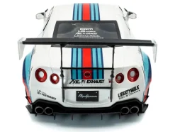 2024 Nissan GT-R (R35) RHD (Right Hand Drive) with Liberty Walk 2.0 Body Kit "Martini Racing" White with Stripes 1/18 Diecast Model Car by Solido