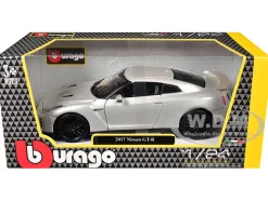 2017 Nissan GT-R R35 White 1/24 Diecast Car Model BBurago 21082