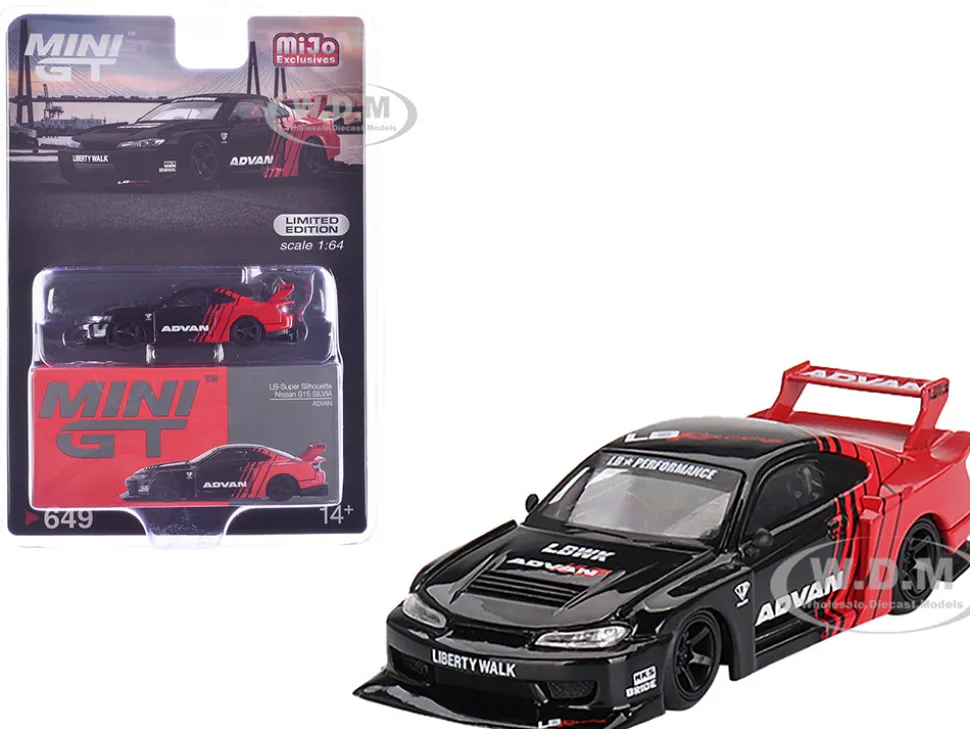 Nissan "LB-Super Silhouette" S15 SILVIA RHD (Right Hand Drive) Red and Black "ADVAN" Limited Edition 1/64 Diecast Model Car by Mini GT