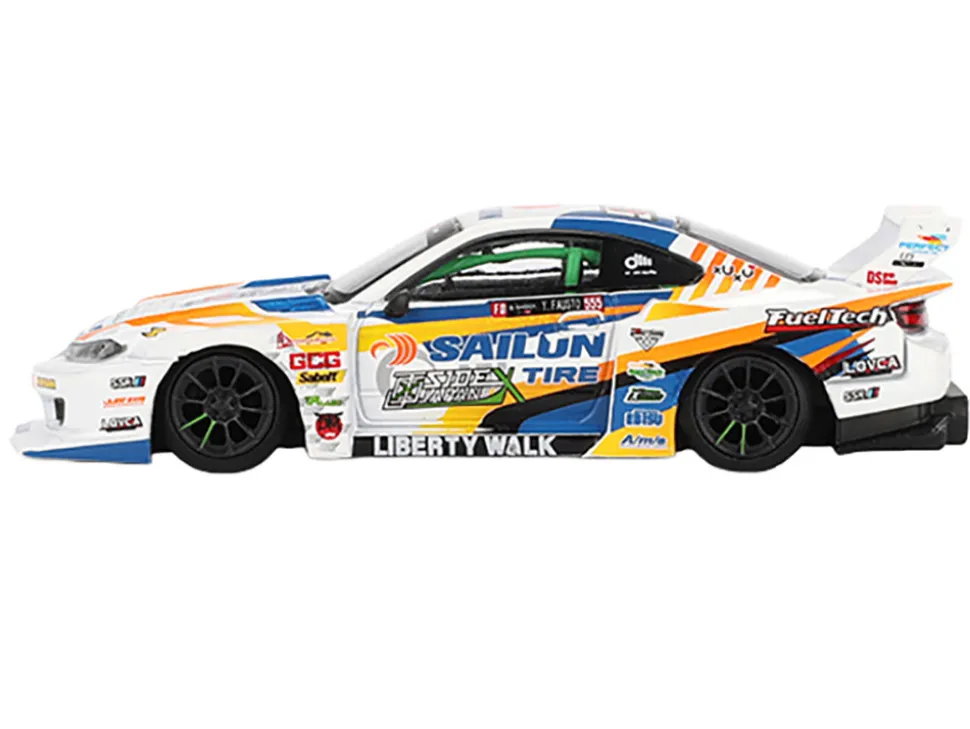 Nissan "LB-Super Silhouette" S15 SILVIA RHD (Right Hand Drive) #555 Yukio Fausto "Formula Drift Japan" (2023) Limited Edition 1/64 Diecast Model Car by Mini GT